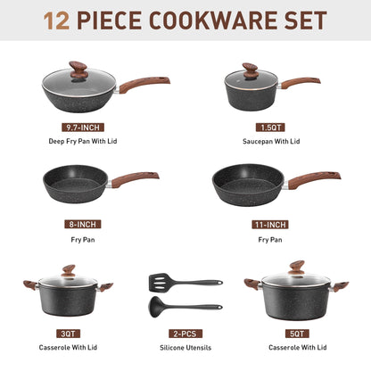 Kitchen Academy 12/30-piece Nonstick Induction Cookware Set
