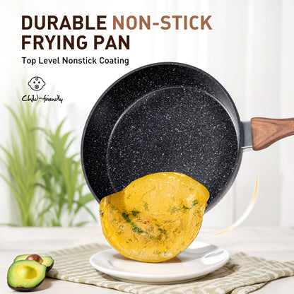 Batterie de cuisine antiadhésive de 15 pièces avec revêtement en granit Kitchen Academy