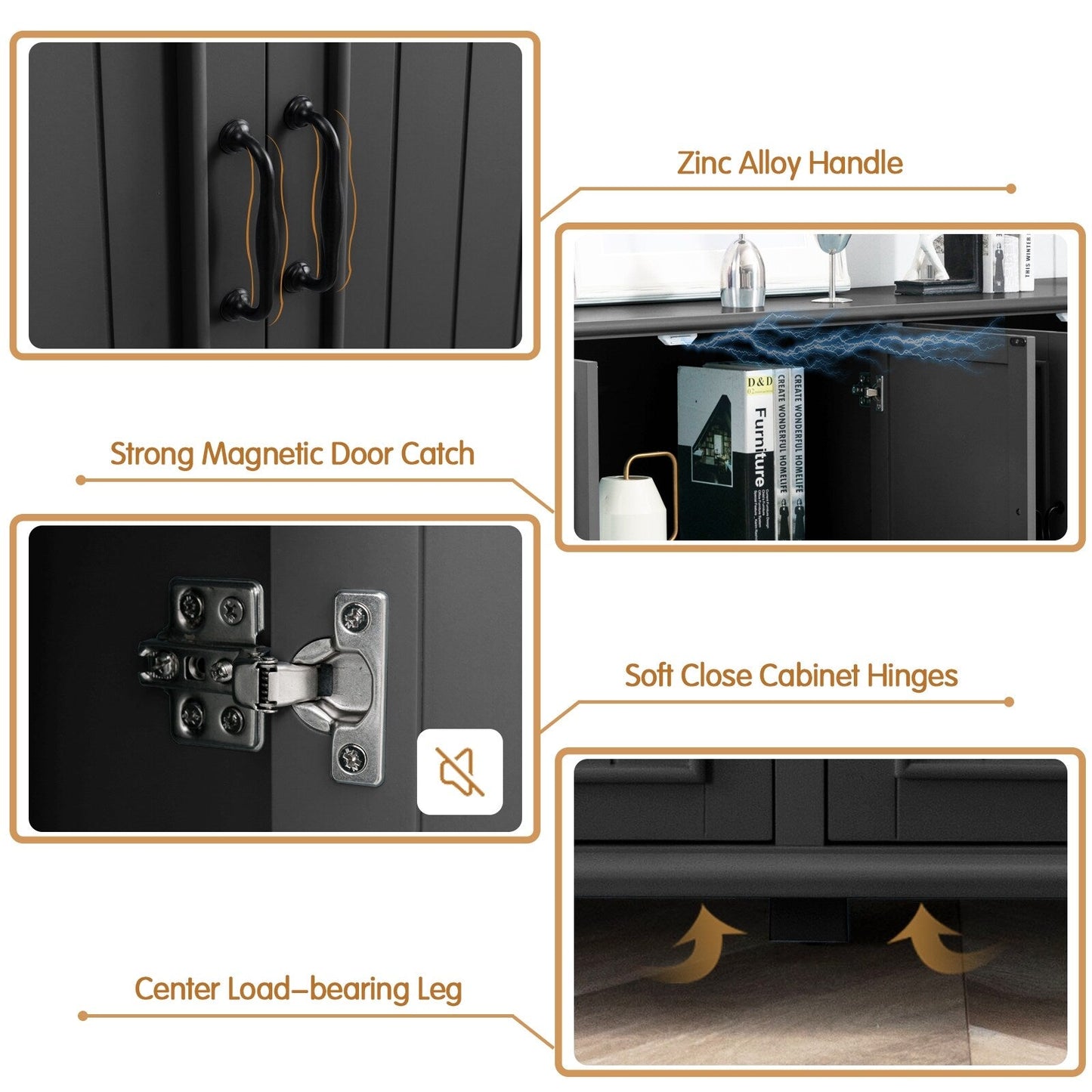 Buffet de cuisine, meuble de bar à café, meuble de rangement d'appoint