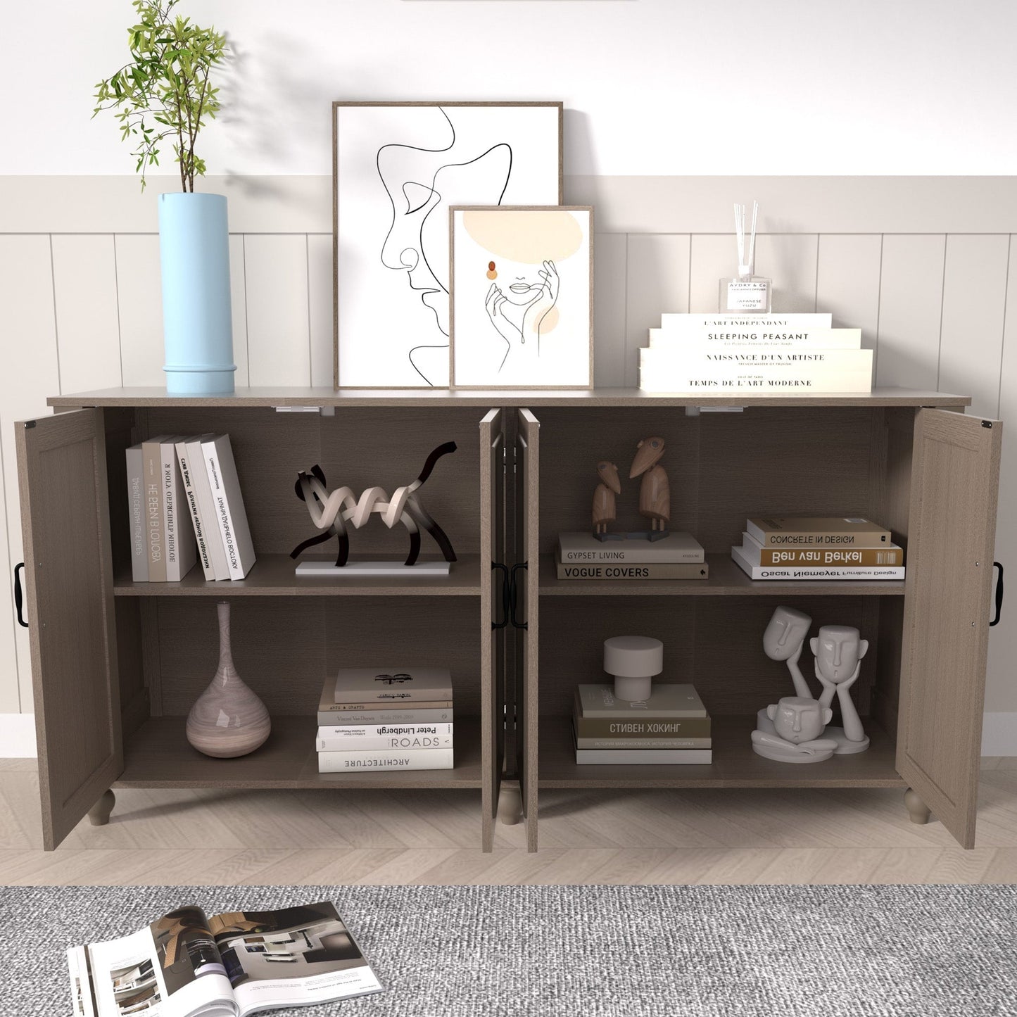 Buffet de cuisine, meuble de bar à café, meuble de rangement d'appoint