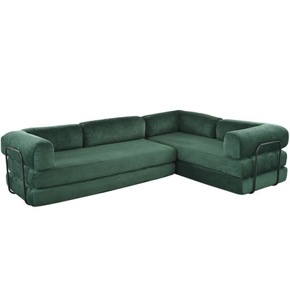 L-Shaped Modular Sofa Bed in Corduroy Fabric