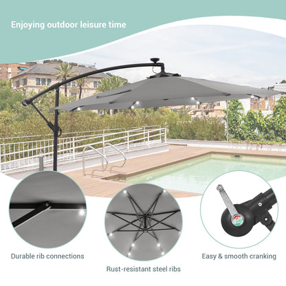 Parasol de terrasse déporté à LED LIVOOSUN de 10 pieds avec base croisée