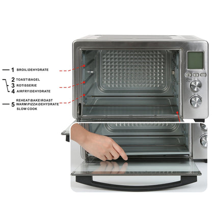 Four grille-pain de comptoir LNC 12 en 1 de grande capacité (34 pintes), convection, rôtissoire et friteuse à air - 19,5 L x 15 l x 12,5 H