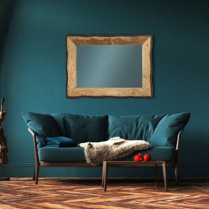 Miroir mural rectangulaire en bois et verre brun et beige Lamont River of Goods - 39 x 1,25 x 28