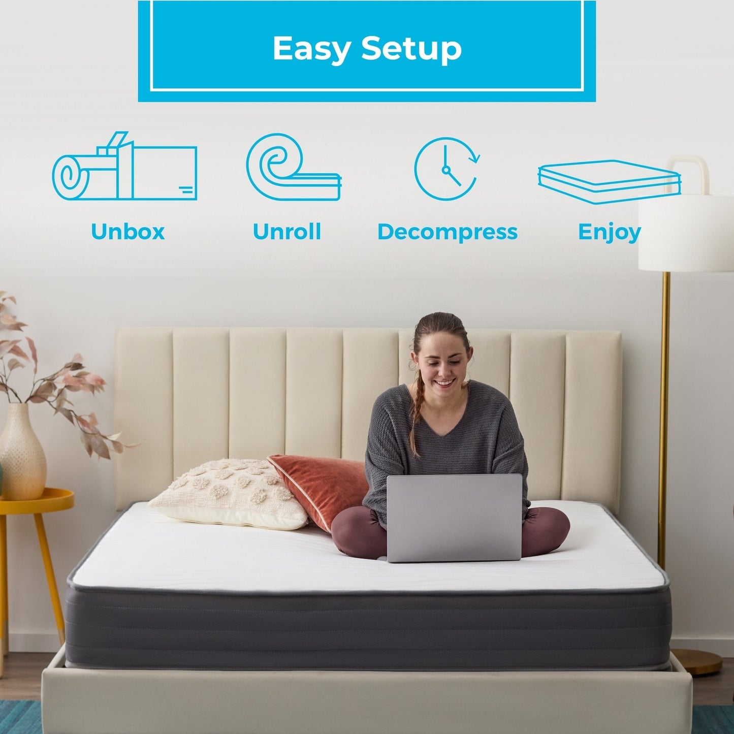 Matelas hybride ferme en mousse à mémoire de forme Linenspa de 20 cm