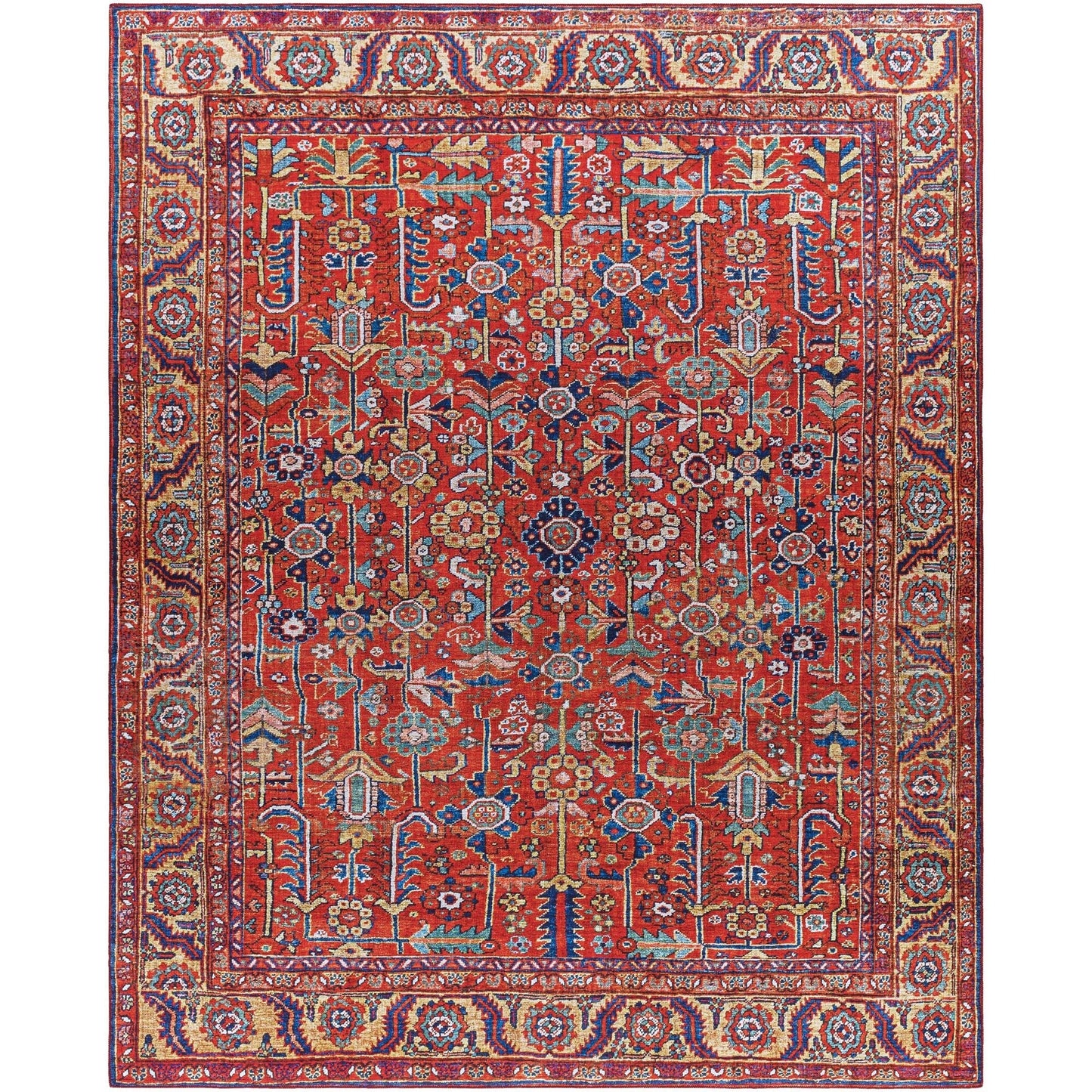 Tapis Livabliss Iris à motif floral et botanique traditionnel revisité