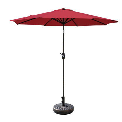 Parasol de patio Lopes de 9 pieds avec base en finition bronze et support de poids inclus