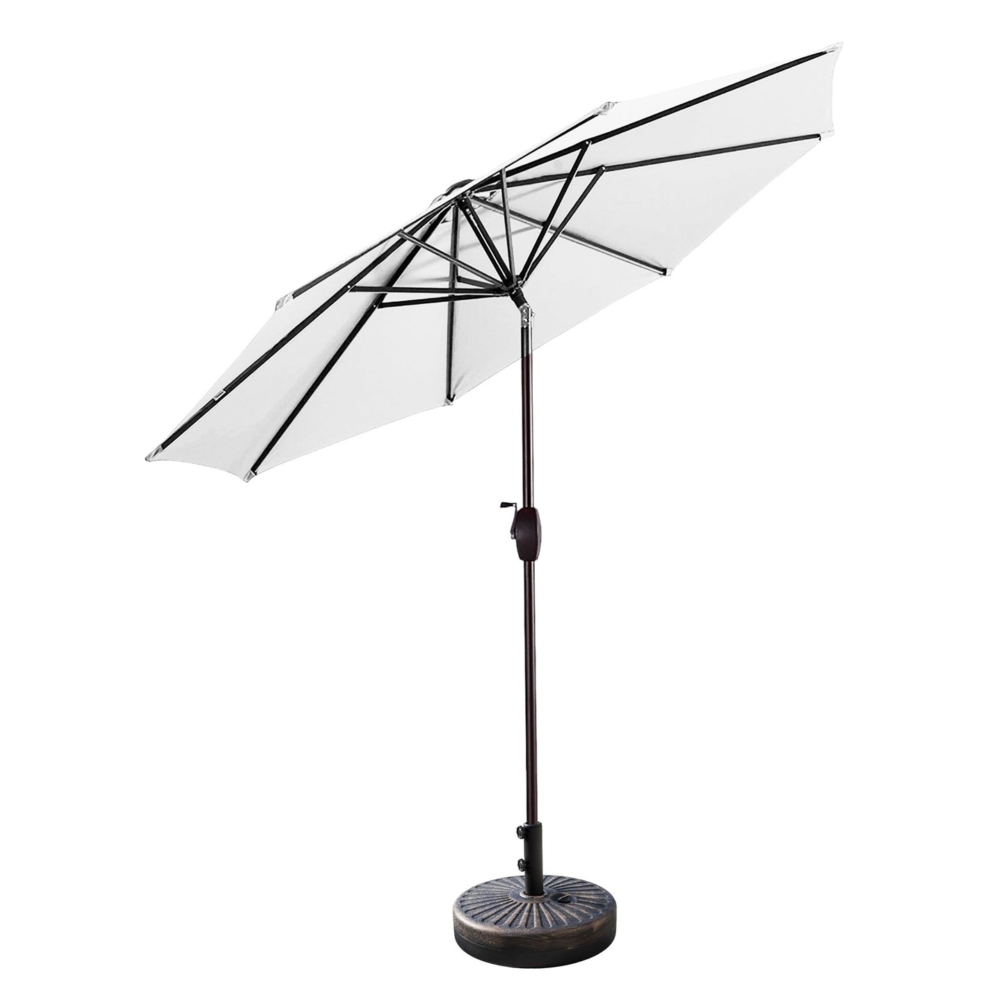 Parasol de patio Lopes de 9 pieds avec base en finition bronze et support de poids inclus
