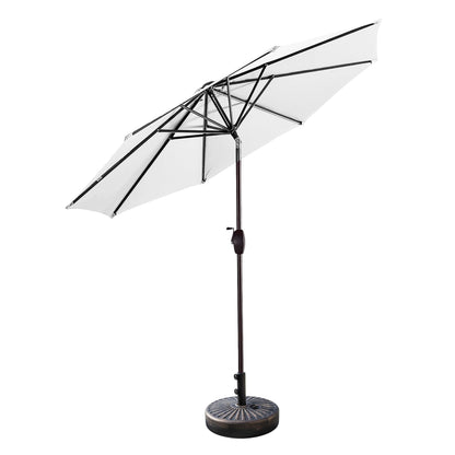 Parasol de patio Lopes de 9 pieds avec base en finition bronze et support de poids inclus