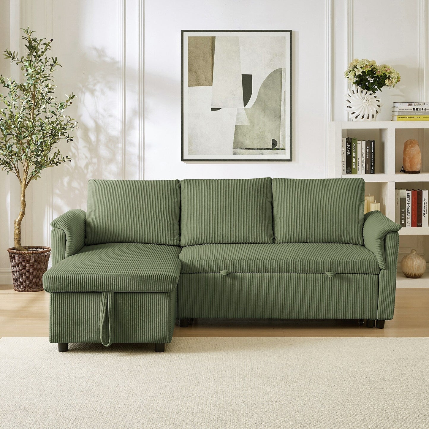 Loveseat Sofa with Chaise Lounge L-Shaped Modular Convertible Sofa with Storage Chaise