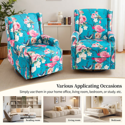 Ensemble de 2 fauteuils inclinables pivotants à bascule de 74 cm de large, à dossier inclinable manuel.