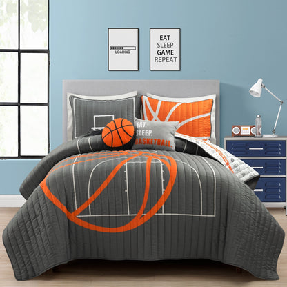 Lush Decor Basketball Game Quilt Set