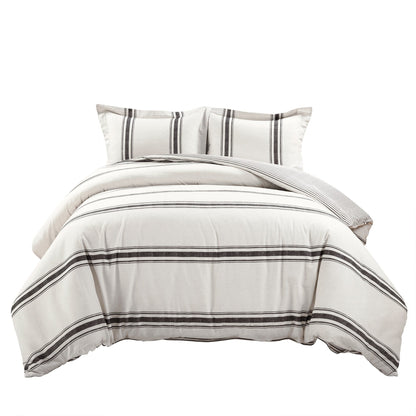 Lush Decor Farmhouse Stripe 3 Piece Duvet Cover Set