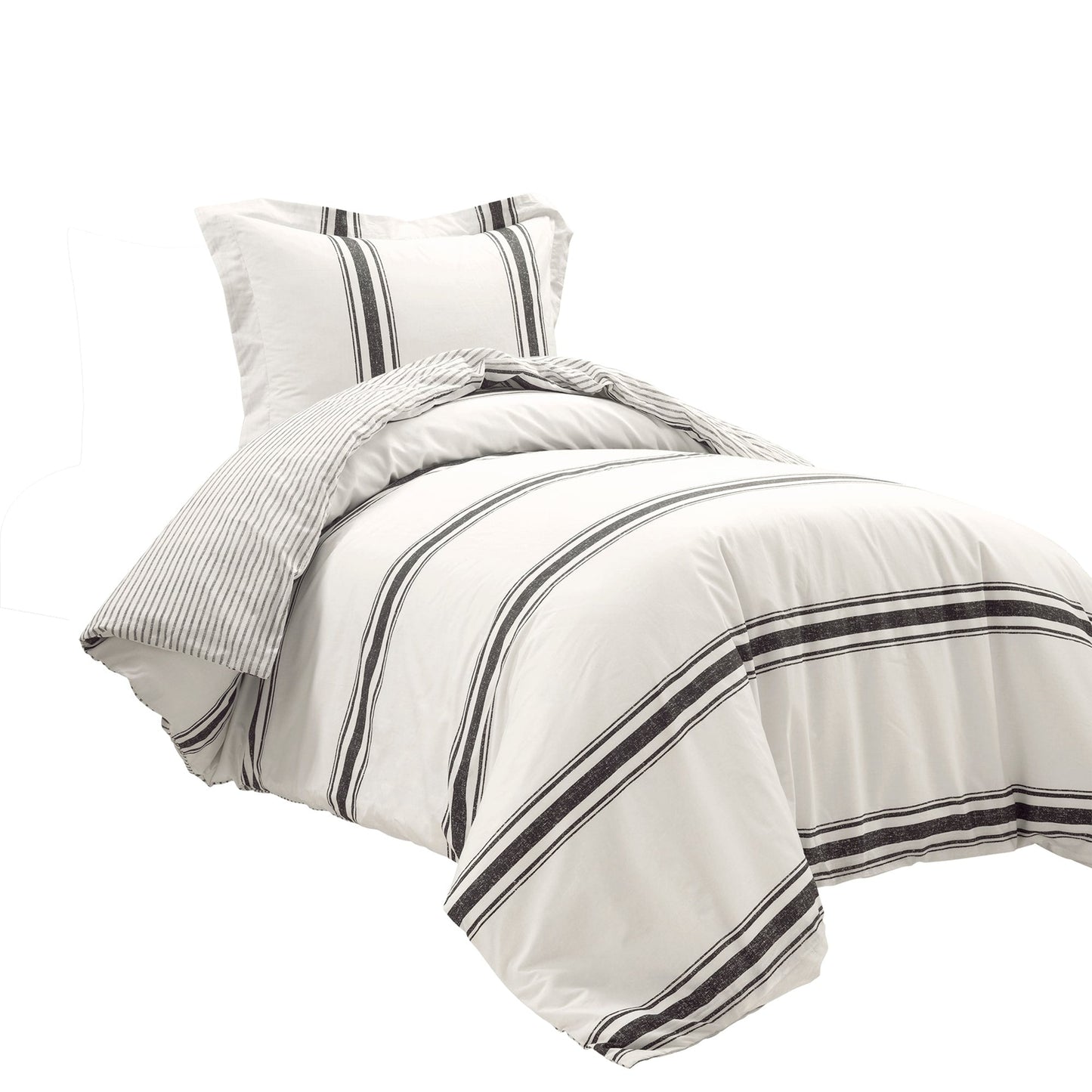 Lush Decor Farmhouse Stripe 3 Piece Duvet Cover Set