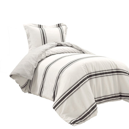 Lush Decor Farmhouse Stripe 3 Piece Duvet Cover Set