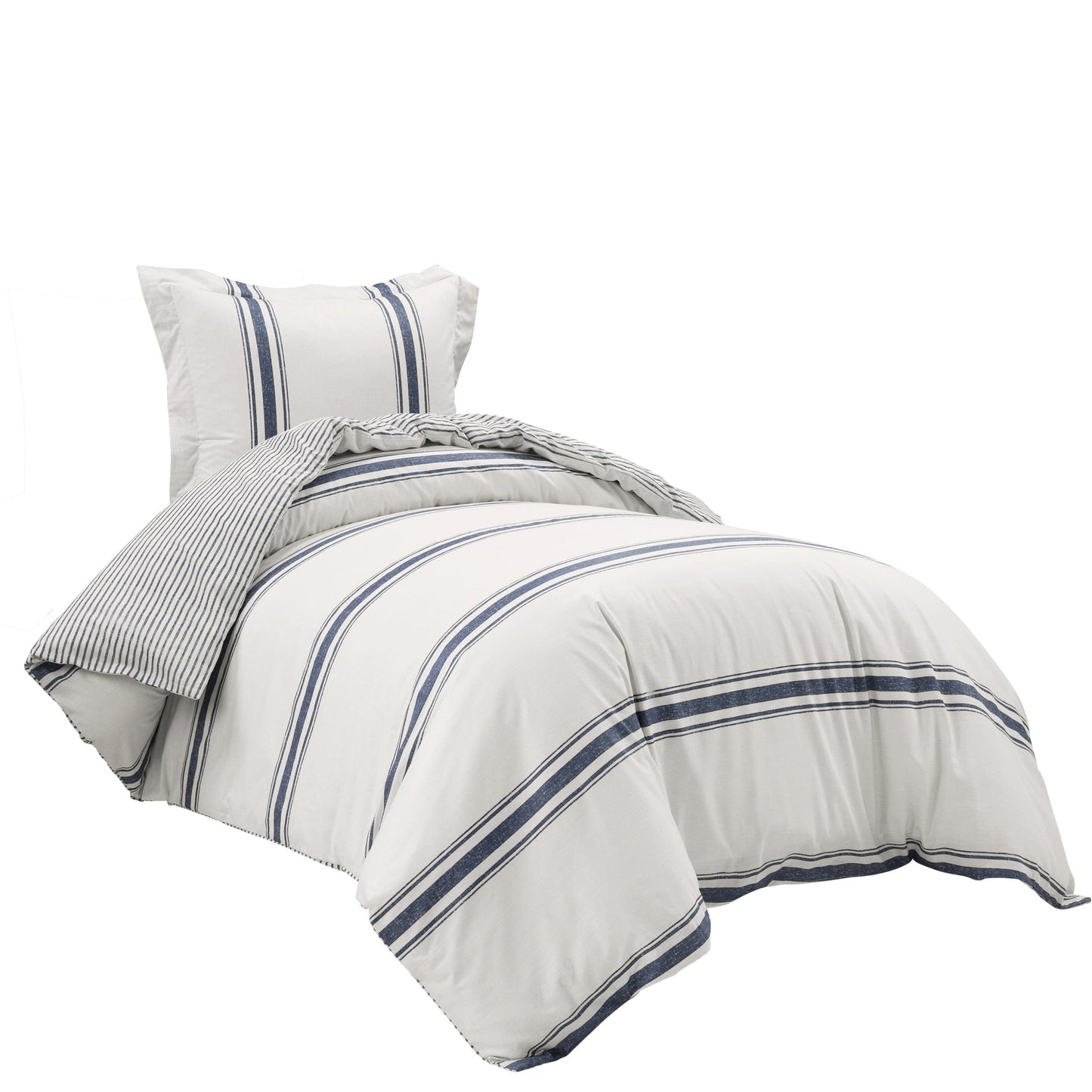 Lush Decor Farmhouse Stripe 3 Piece Duvet Cover Set