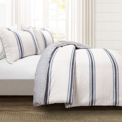 Lush Decor Farmhouse Stripe 3 Piece Duvet Cover Set
