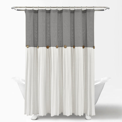 Lush Decor Two-tone Linen Button Shower Curtain