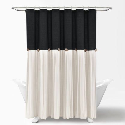Lush Decor Two-tone Linen Button Shower Curtain