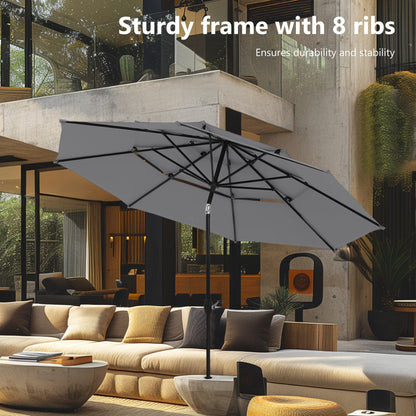 MAISON ARTS 10ft 3 Tiers Vented Patio Outdoor Umbrella with Auto-tilt and Crank Lift