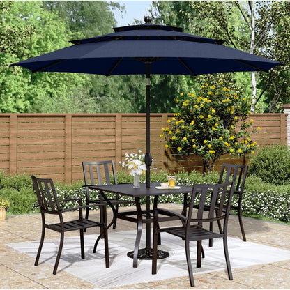 MAISON ARTS 10ft 3 Tiers Vented Patio Outdoor Umbrella with Auto-tilt and Crank Lift