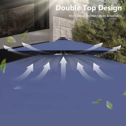 MAISON ARTS Parasol déporté hydraulique automatique de 12 pieds avec mât en aluminium et rotation à 360 degrés