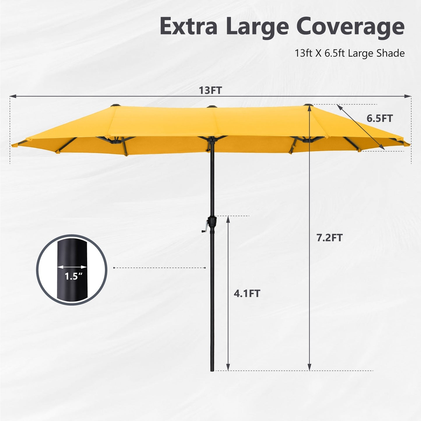 MAISON ARTS 13ft Double -Sided Patio Umbrella Extra Large with Crank