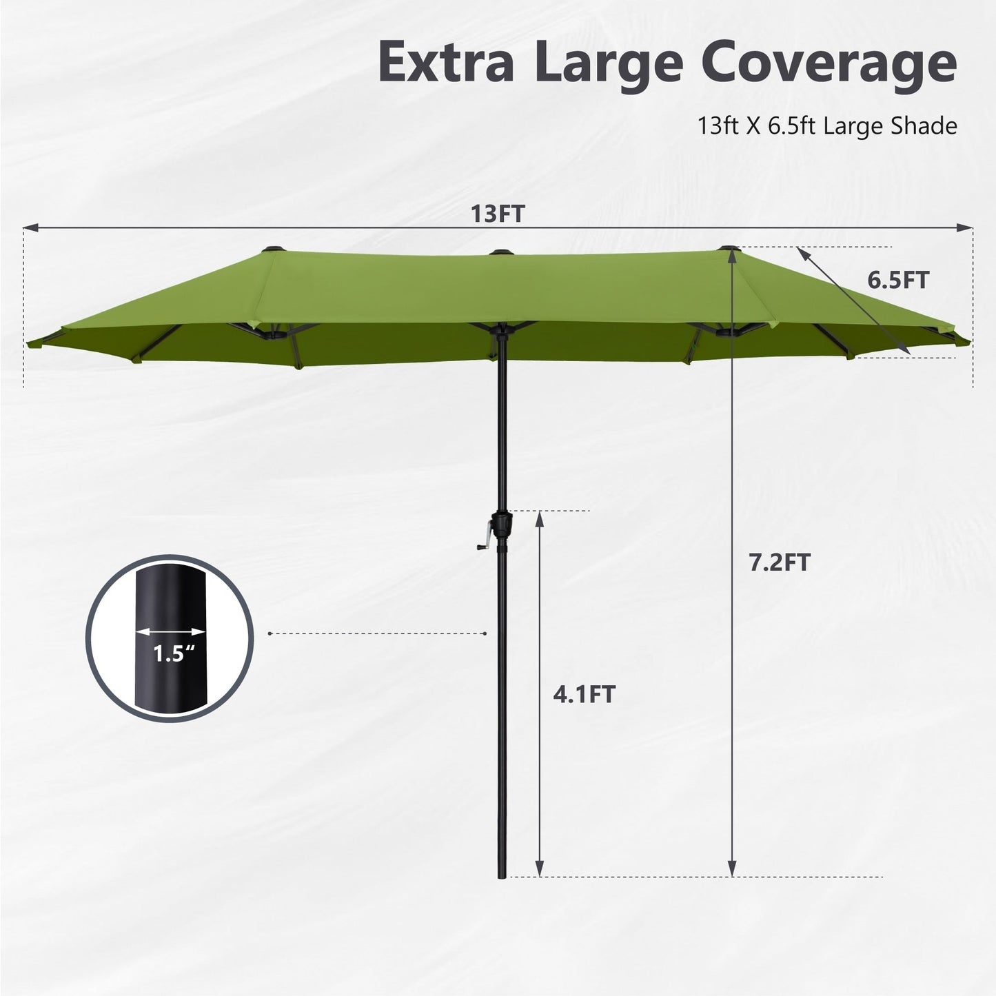 MAISON ARTS 13ft Double -Sided Patio Umbrella Extra Large with Crank