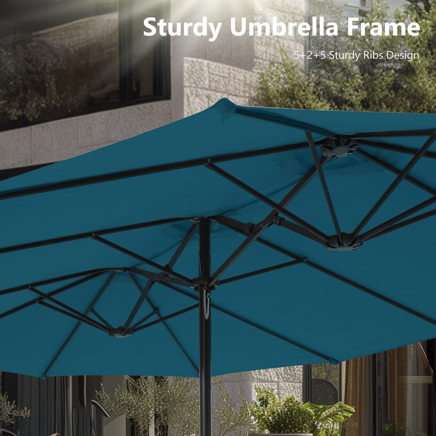 Parasol double extra large de 15 pieds pour patio double face de MAISON ARTS avec base incluse