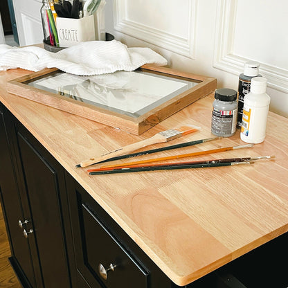 Desserte de cuisine Sophia &amp; William avec abattant et plateau en bois d'hévéa, chariot de cuisine roulant avec grand meuble de rangement