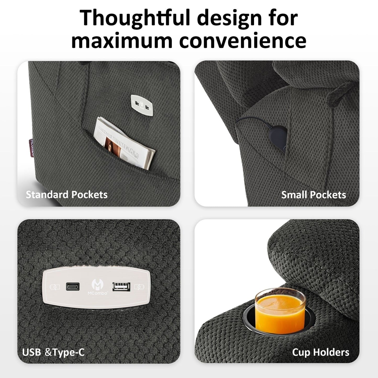 MCombo Large-Wide Dual Motor Power Lift Recliner with Massage and Dual Heating for Big and Tall Elderly, Fabric R7635