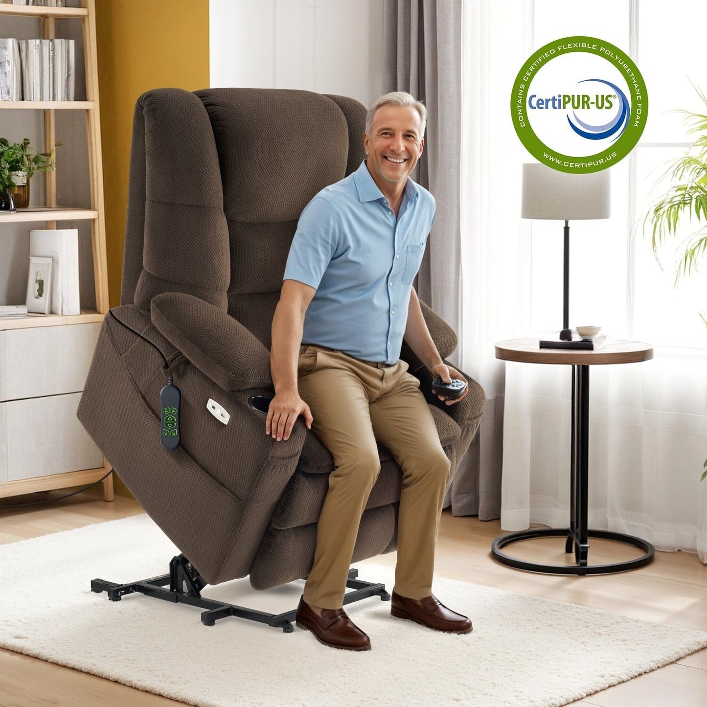 MCombo Large-Wide Dual Motor Power Lift Recliner with Massage and Dual Heating for Big and Tall Elderly, Fabric R7635