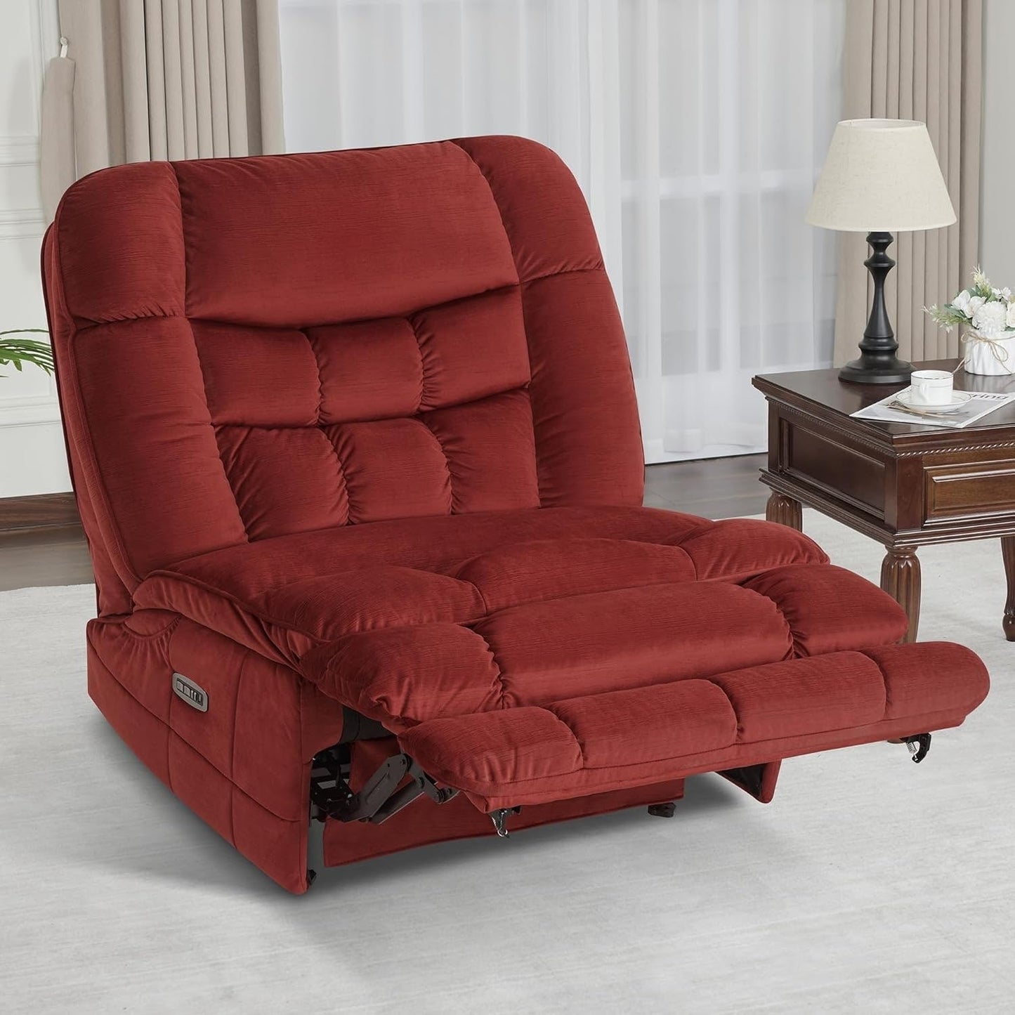 MCombo Oversized Dual Motor Armless Power Rocker Recliner Chair, Zeroarms Recliner Perfect for Living Room Fabric PR607
