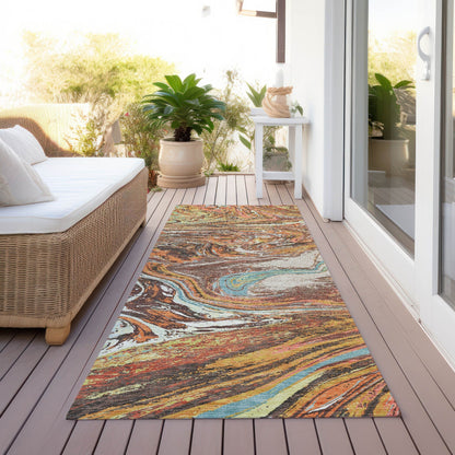 Tapis Chantille à motifs abstraits, lavable en machine, pour intérieur et extérieur