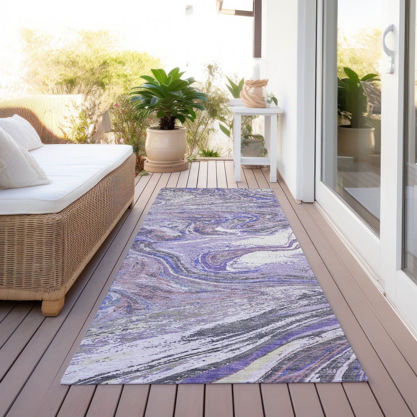 Tapis Chantille à motifs abstraits, lavable en machine, pour intérieur et extérieur