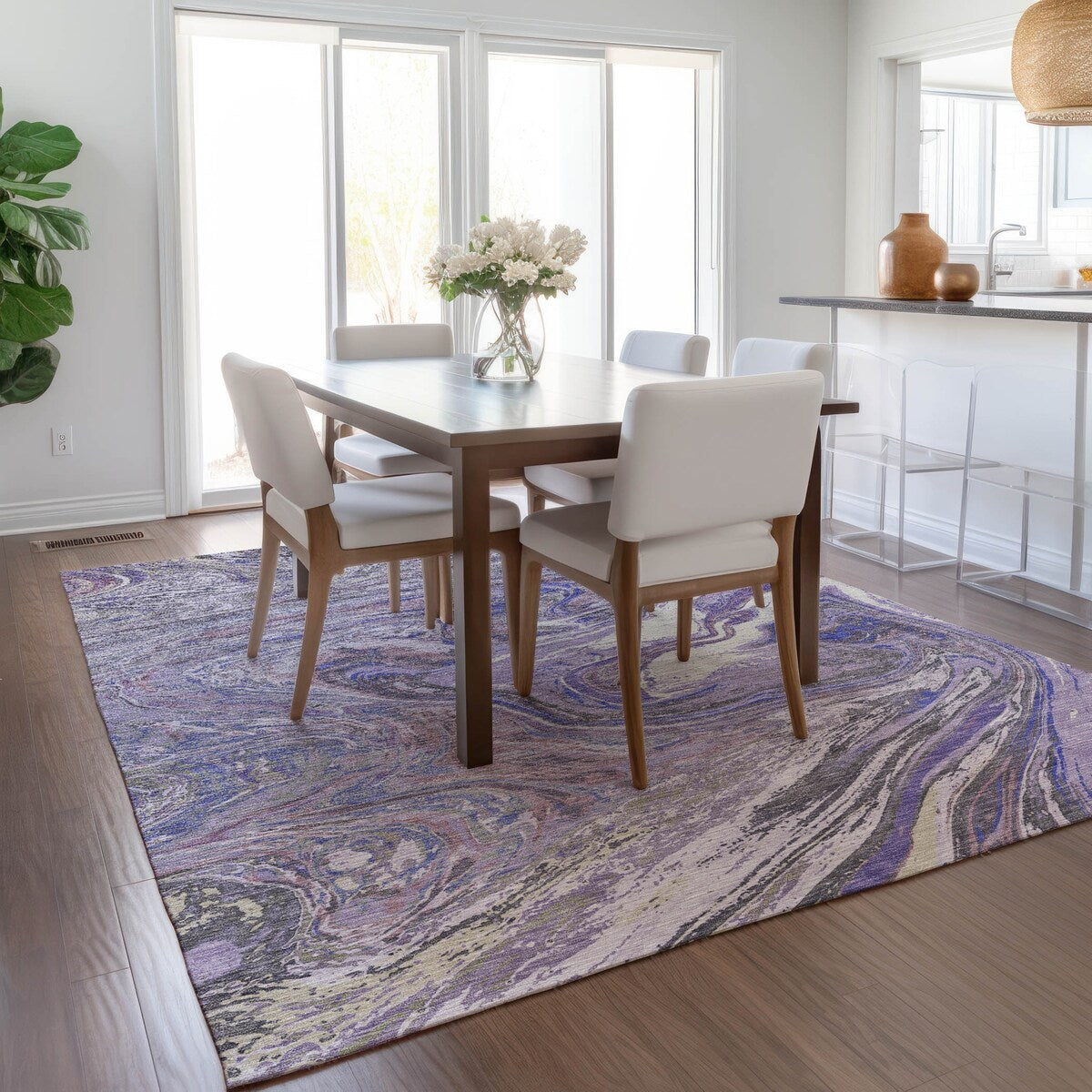 Tapis Chantille à motifs abstraits, lavable en machine, pour intérieur et extérieur