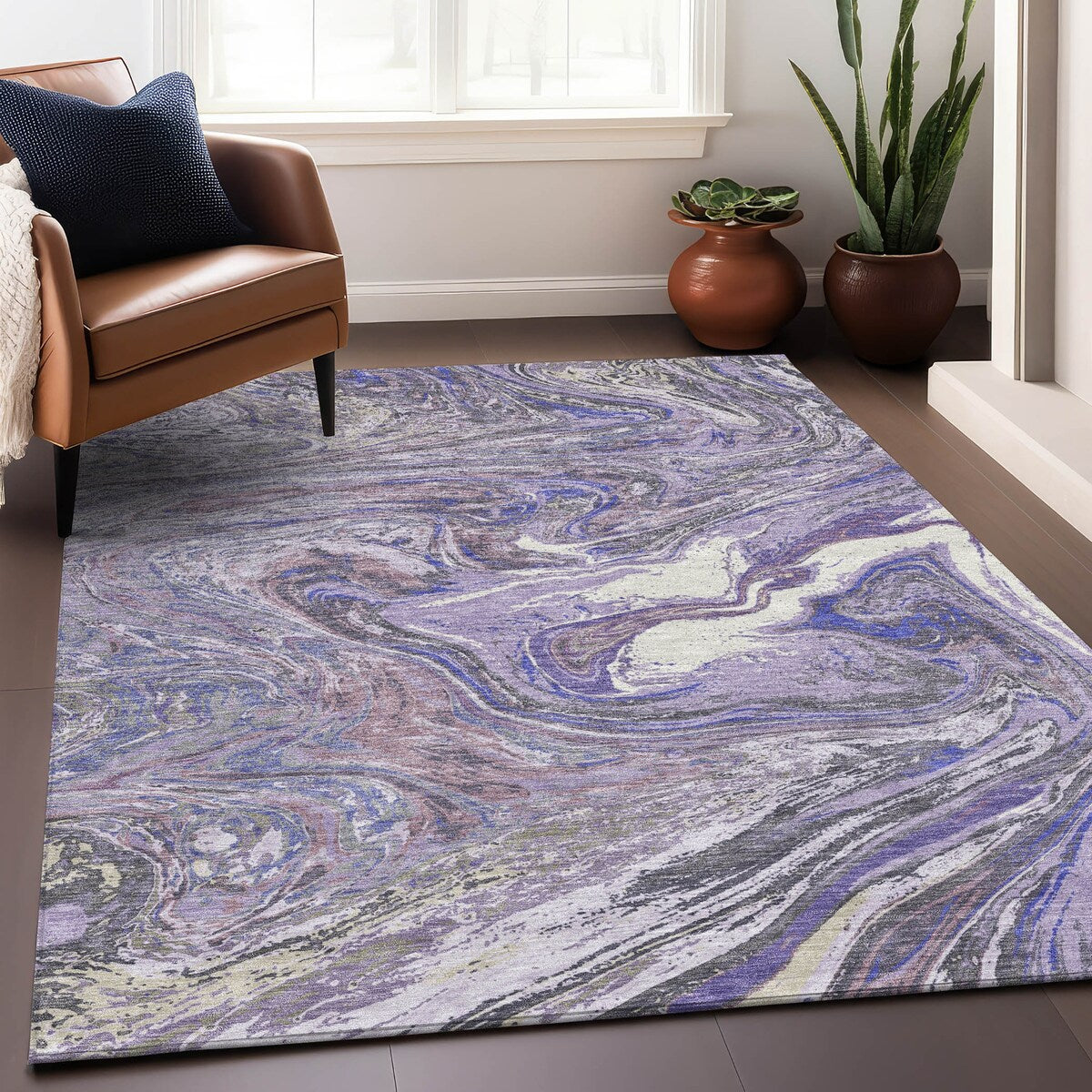 Tapis Chantille à motifs abstraits, lavable en machine, pour intérieur et extérieur