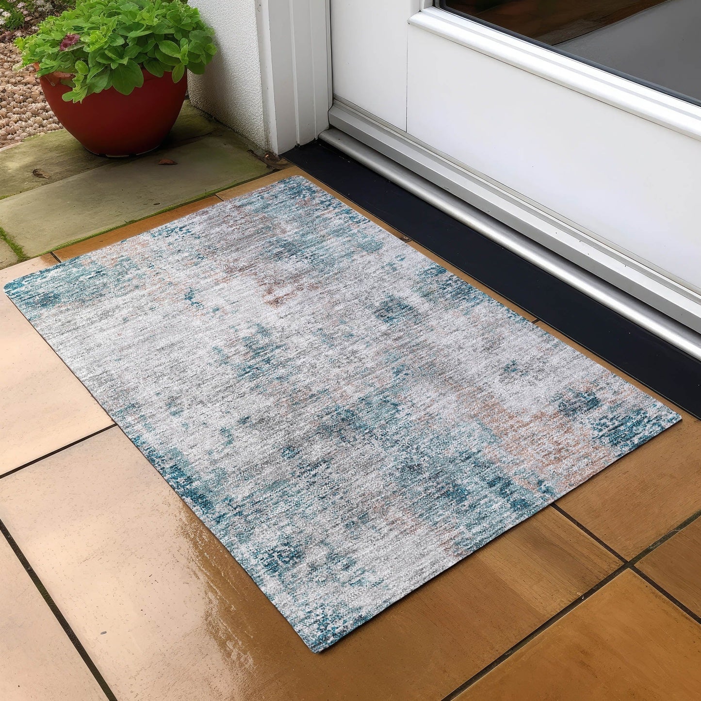 Tapis Chantille abstrait moderne lavable en machine pour intérieur/extérieur