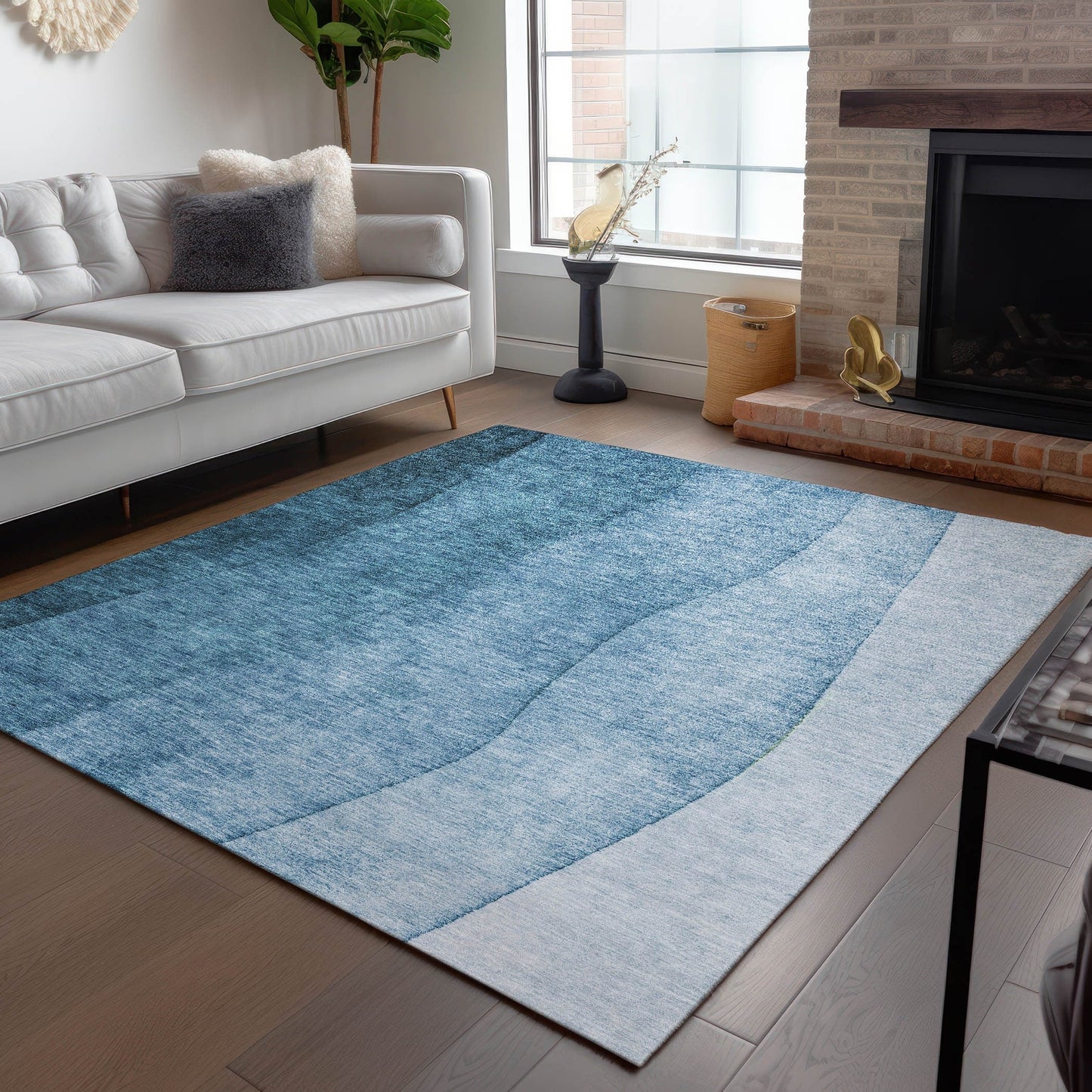 Tapis Chantille contemporain ombré lavable en machine pour intérieur/extérieur