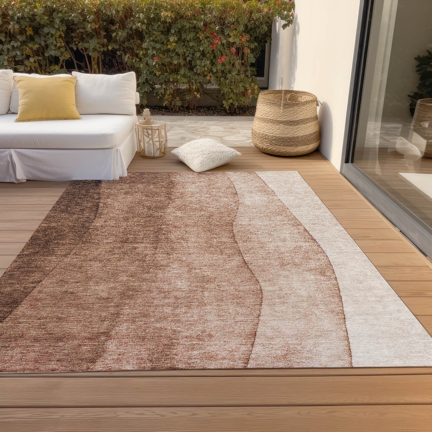 Tapis Chantille contemporain ombré lavable en machine pour intérieur/extérieur