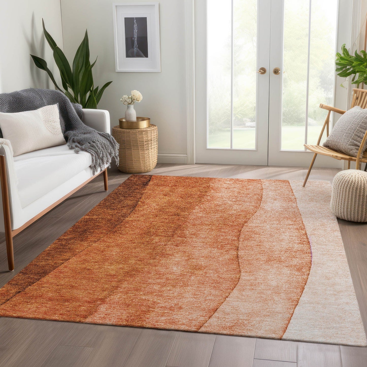 Tapis Chantille contemporain ombré lavable en machine pour intérieur/extérieur