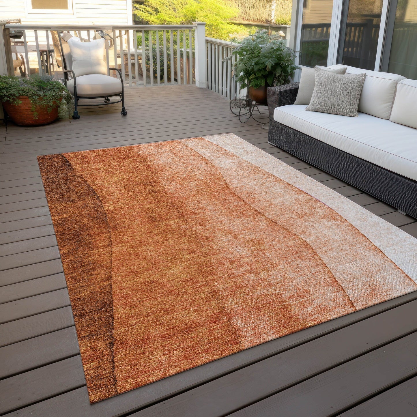 Tapis Chantille contemporain ombré lavable en machine pour intérieur/extérieur