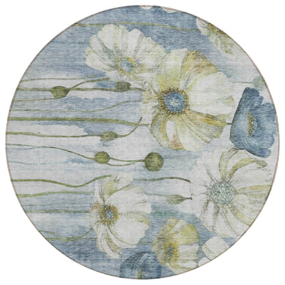 Tapis Chantille moderne à motif floral, lavable en machine, pour intérieur/extérieur