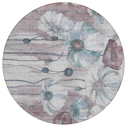 Tapis Chantille moderne à motif floral, lavable en machine, pour intérieur/extérieur