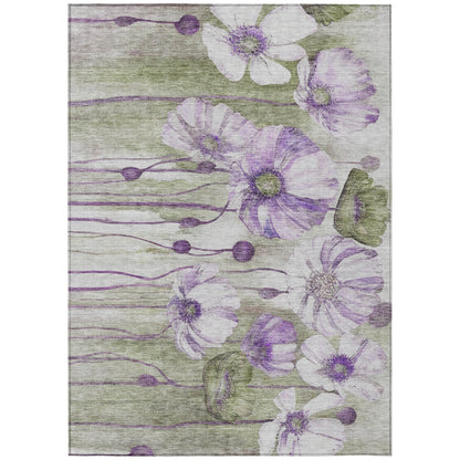 Tapis Chantille moderne à motif floral, lavable en machine, pour intérieur/extérieur