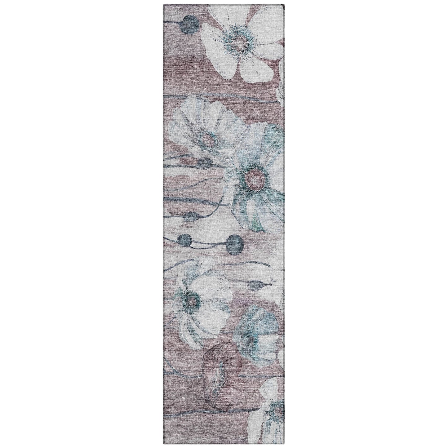Tapis Chantille moderne à motif floral, lavable en machine, pour intérieur/extérieur