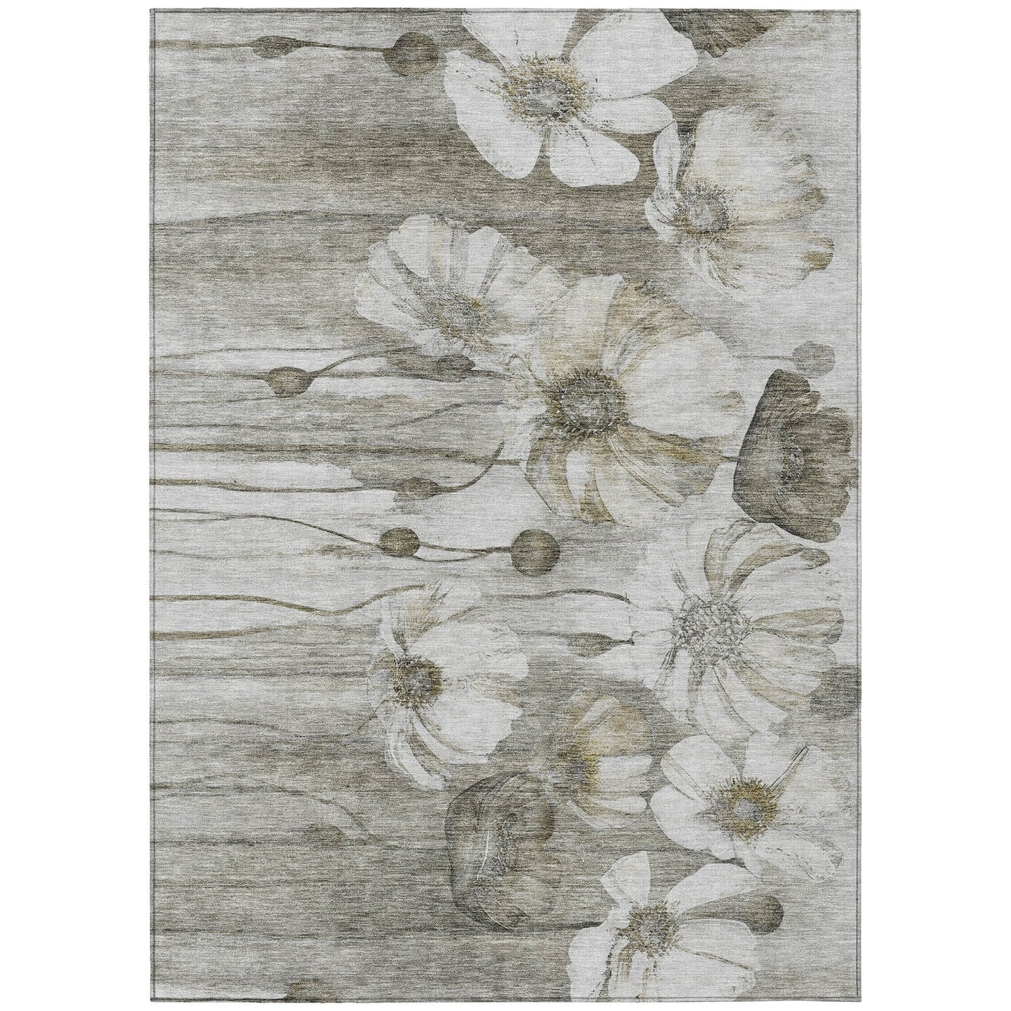 Tapis Chantille moderne à motif floral, lavable en machine, pour intérieur/extérieur