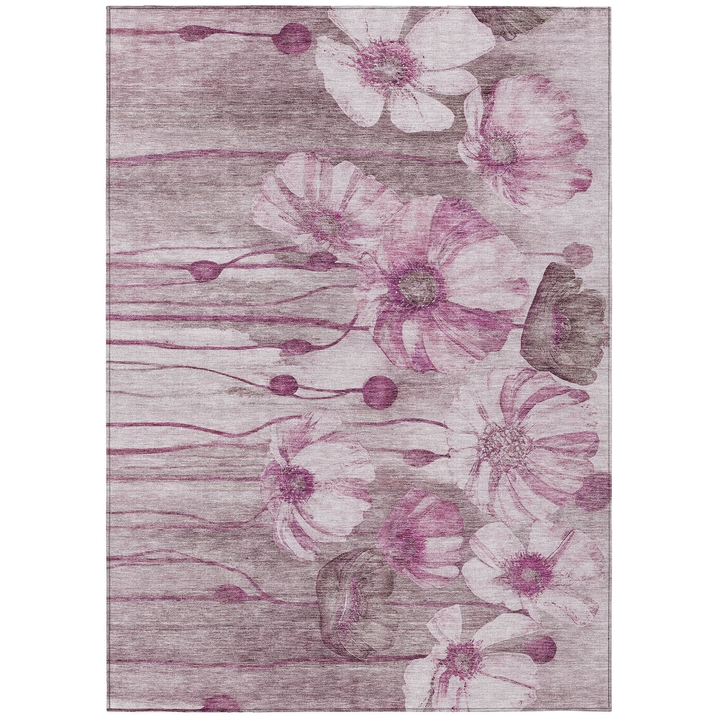 Tapis Chantille moderne à motif floral, lavable en machine, pour intérieur/extérieur