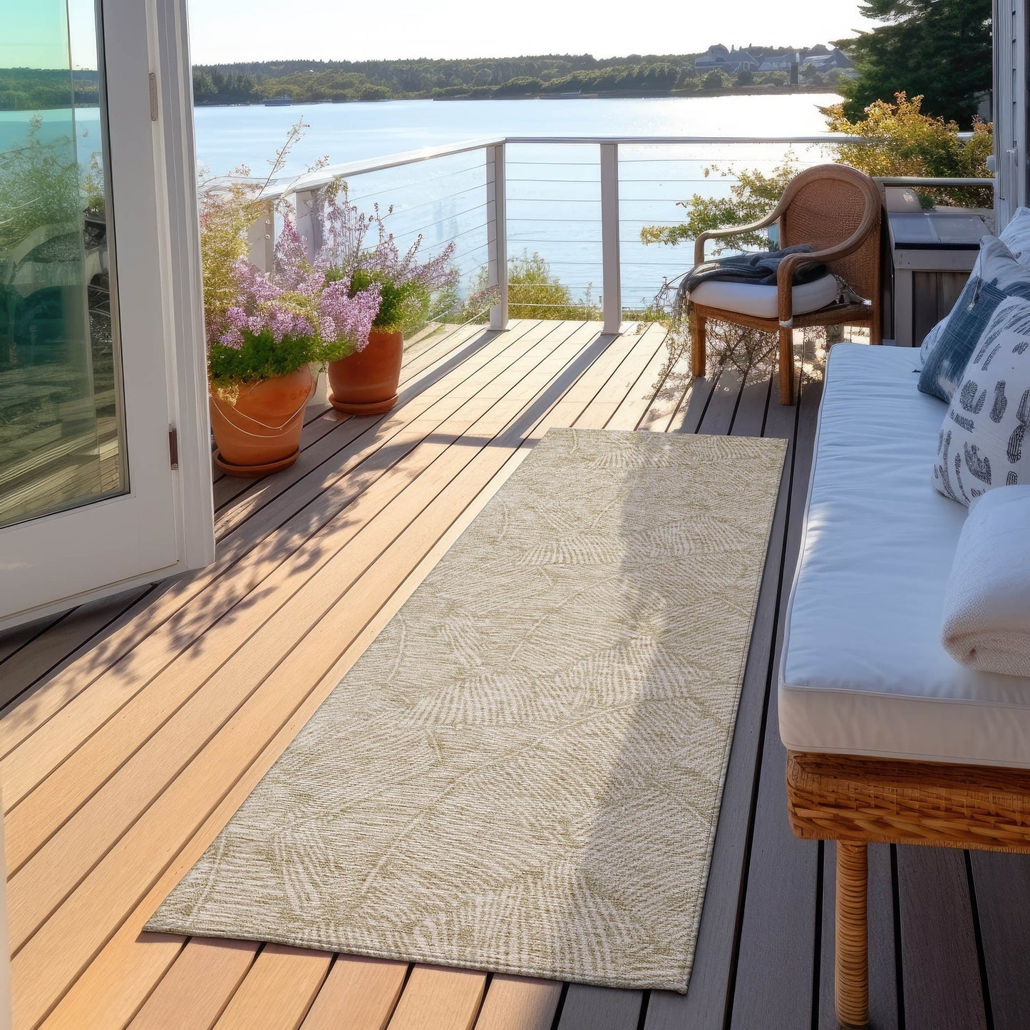 Tapis Chantille Tropical Palm lavable en machine pour intérieur/extérieur