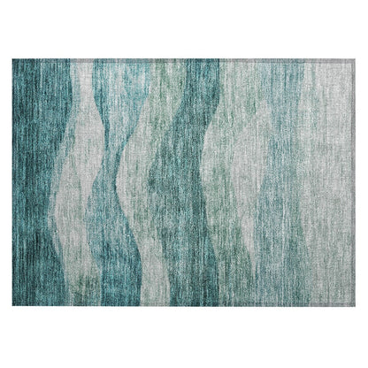 Tapis Chantille contemporain à vagues, lavable en machine, pour intérieur et extérieur